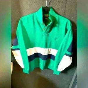Men’s Vintage Savile Row Color Block Sweatshirt Blue Green White Small